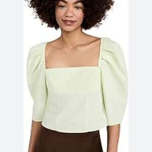 NWT Vince Light Green Puff Sleeve Blouse